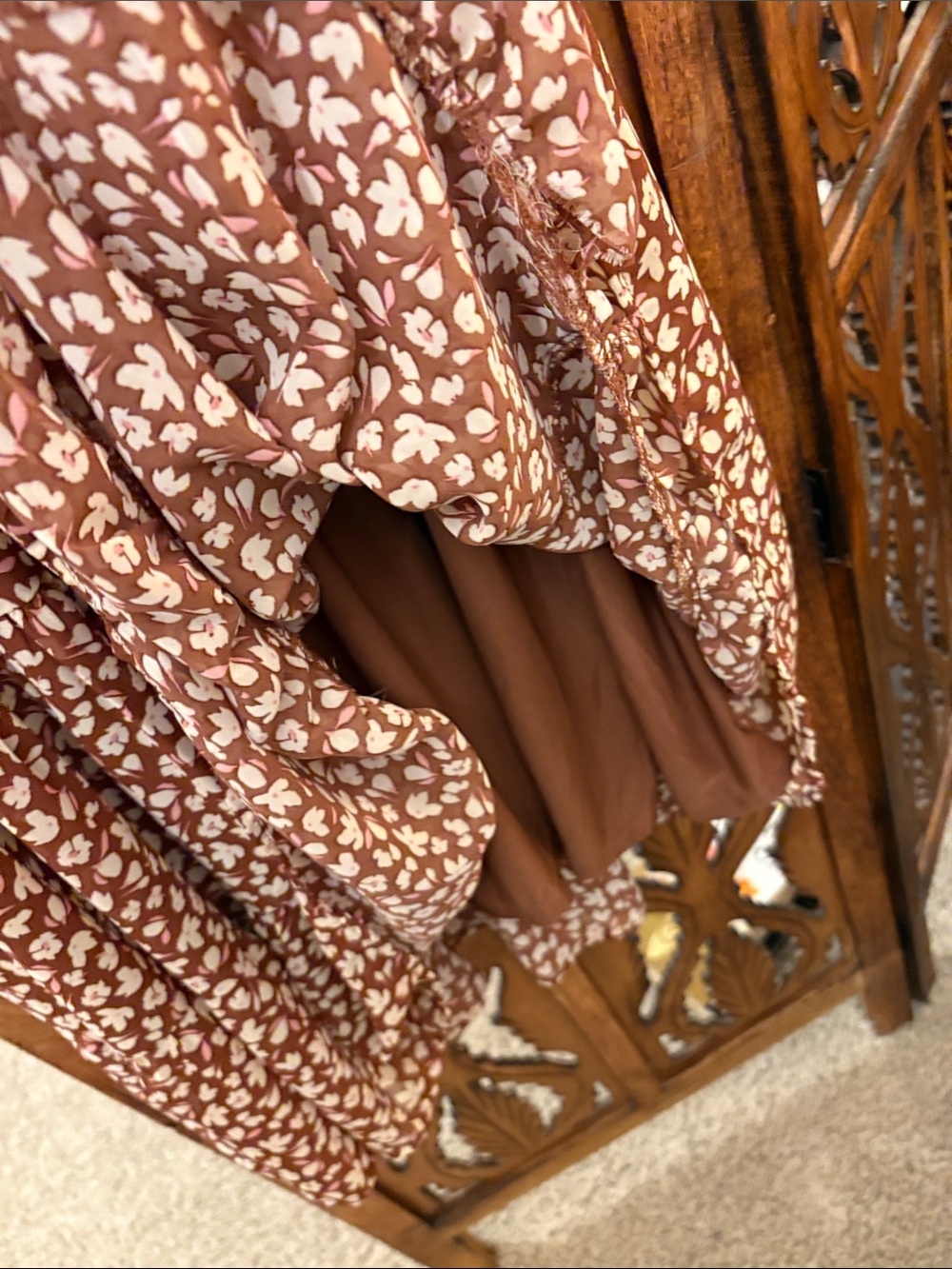 Blu Pepper Brown Floral Smocked Mini Dress - Picture 6 of 7
